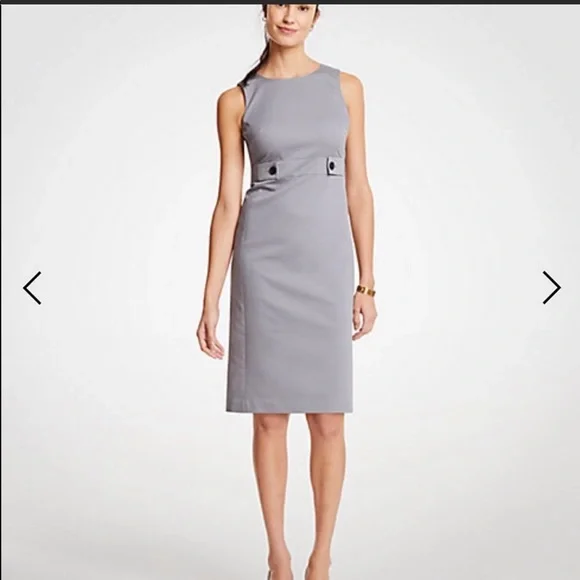 Ann Taylor Dresses Ann Taylor Cotton Sateen Button Tab Sheath